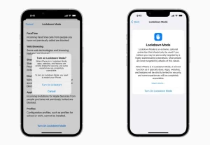 Lockdown Mode screen in iOS 16